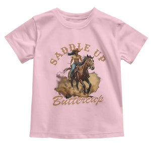 Funny African American Cowgirl Toddler T Shirt Saddle Up Buttercup Southern Western TS11 Light Pink Print Your Wear