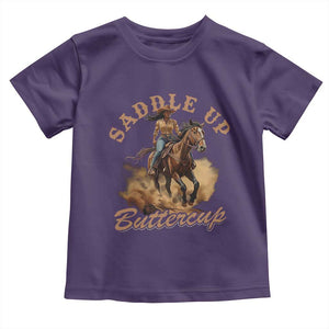 Funny African American Cowgirl Toddler T Shirt Saddle Up Buttercup Southern Western TS11 Purple Print Your Wear