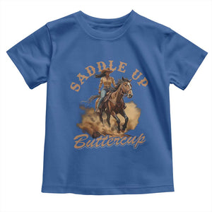 Funny African American Cowgirl Toddler T Shirt Saddle Up Buttercup Southern Western TS11 Royal Blue Print Your Wear