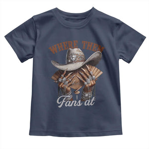 Funny African American Cowgirl Toddler T Shirt Where Them Fans At Cowboy Hat TS11 Navy Print Your Wear