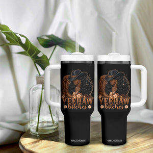 Funny African American Cowgirl Yeehaw Bitches Tumbler With Handle TS11 Print Your Wear