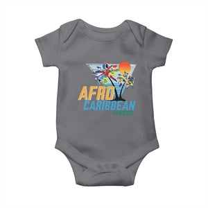 Funny Afro Caribbean Heritage Baby Onesie Caribbean Island Pride Flags Palm Tree TS11 Charcoal Print Your Wear
