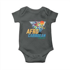 Funny Afro Caribbean Heritage Baby Onesie Caribbean Island Pride Flags Palm Tree TS11 Dark Heather Print Your Wear