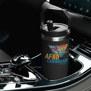 Funny Afro Caribbean Heritage Flip Straw Tumbler Caribbean Island Pride Flags Palm Tree TS11 Print Your Wear