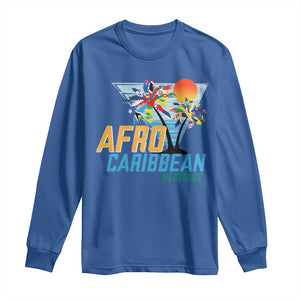 Funny Afro Caribbean Heritage Long Sleeve Shirt Caribbean Island Pride Flags Palm Tree TS11 Royal Blue Print Your Wear