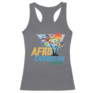 Funny Afro Caribbean Heritage Racerback Tank Top Caribbean Island Pride Flags Palm Tree TS11 Charcoal Print Your Wear