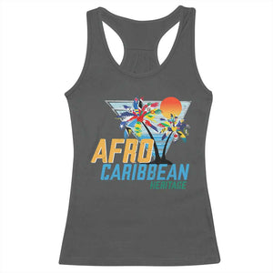 Funny Afro Caribbean Heritage Racerback Tank Top Caribbean Island Pride Flags Palm Tree TS11 Dark Heather Print Your Wear
