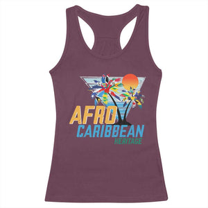Funny Afro Caribbean Heritage Racerback Tank Top Caribbean Island Pride Flags Palm Tree TS11 Maroon Print Your Wear