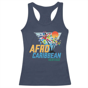 Funny Afro Caribbean Heritage Racerback Tank Top Caribbean Island Pride Flags Palm Tree TS11 Navy Print Your Wear