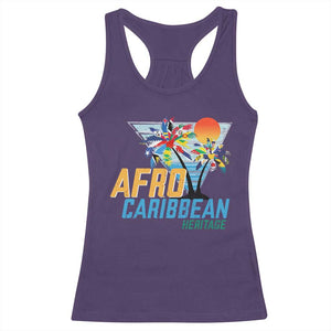Funny Afro Caribbean Heritage Racerback Tank Top Caribbean Island Pride Flags Palm Tree TS11 Purple Print Your Wear