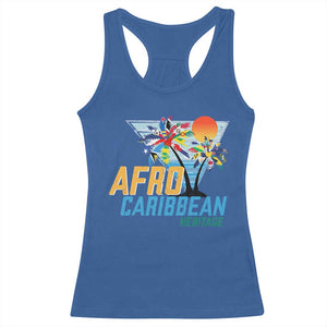 Funny Afro Caribbean Heritage Racerback Tank Top Caribbean Island Pride Flags Palm Tree TS11 Royal Blue Print Your Wear