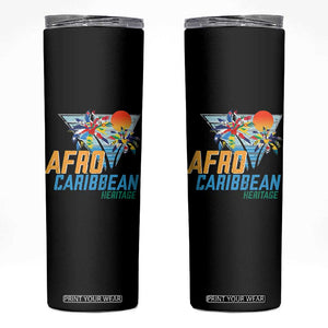 Funny Afro Caribbean Heritage Skinny Tumbler Caribbean Island Pride Flags Palm Tree TS11 Black Print Your Wear