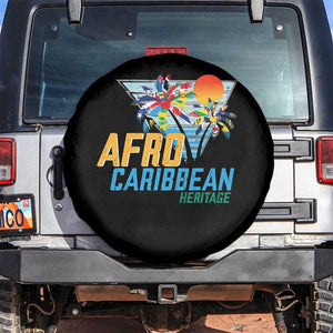 Funny Afro Caribbean Heritage Spare Tire Cover Caribbean Island Pride Flags Palm Tree TS11 No hole Black Print Your Wear