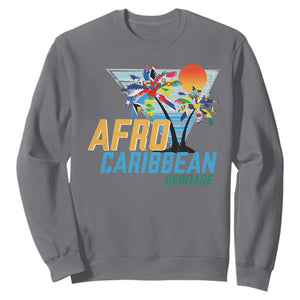 Funny Afro Caribbean Heritage Sweatshirt Caribbean Island Pride Flags Palm Tree TS11 Charcoal Print Your Wear