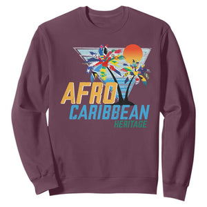 Funny Afro Caribbean Heritage Sweatshirt Caribbean Island Pride Flags Palm Tree TS11 Maroon Print Your Wear