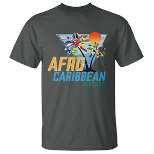 Funny Afro Caribbean Heritage T Shirt Caribbean Island Pride Flags Palm Tree TS11 Dark Heather Print Your Wear