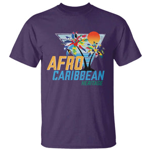 Funny Afro Caribbean Heritage T Shirt Caribbean Island Pride Flags Palm Tree TS11 Purple Print Your Wear