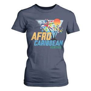 Funny Afro Caribbean Heritage T Shirt For Women Caribbean Island Pride Flags Palm Tree TS11 Navy Print Your Wear