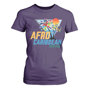 Funny Afro Caribbean Heritage T Shirt For Women Caribbean Island Pride Flags Palm Tree TS11 Purple Print Your Wear