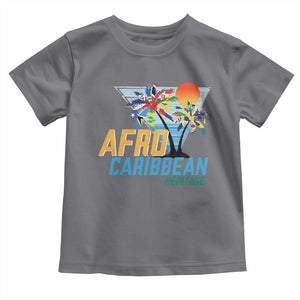 Funny Afro Caribbean Heritage Toddler T Shirt Caribbean Island Pride Flags Palm Tree TS11 Charcoal Print Your Wear
