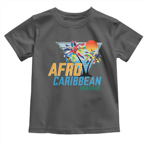 Funny Afro Caribbean Heritage Toddler T Shirt Caribbean Island Pride Flags Palm Tree TS11 Dark Heather Print Your Wear