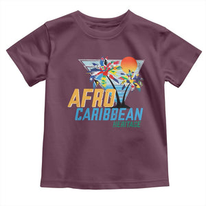 Funny Afro Caribbean Heritage Toddler T Shirt Caribbean Island Pride Flags Palm Tree TS11 Maroon Print Your Wear