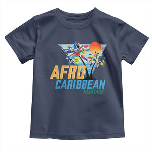 Funny Afro Caribbean Heritage Toddler T Shirt Caribbean Island Pride Flags Palm Tree TS11 Navy Print Your Wear