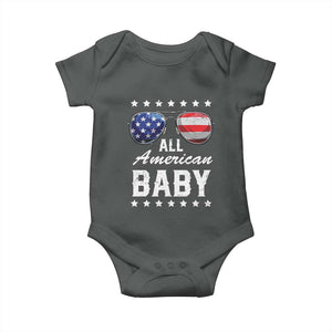 Funny All American Baby 4th Of July Baby Onesie Family Matching Sunglasses TS11 Dark Heather Print Your Wear