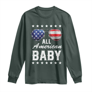 Funny All American Baby 4th Of July Long Sleeve Shirt Family Matching Sunglasses TS11 Dark Forest Green Print Your Wear
