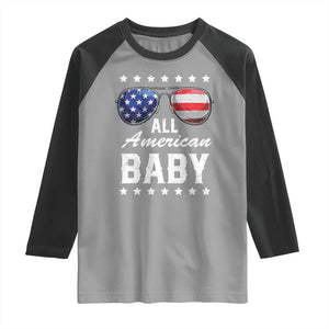 Funny All American Baby 4th Of July Raglan Shirt Family Matching Sunglasses TS11 Sport Gray Black Print Your Wear