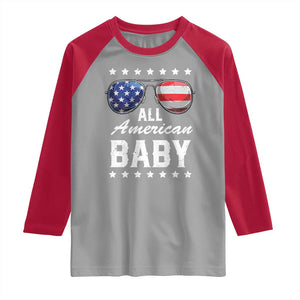 Funny All American Baby 4th Of July Raglan Shirt Family Matching Sunglasses TS11 Sport Gray Red Print Your Wear