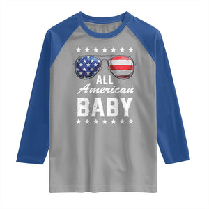 Funny All American Baby 4th Of July Raglan Shirt Family Matching Sunglasses TS11 Sport Gray Royal Print Your Wear