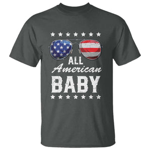 Funny All American Baby 4th Of July T Shirt Family Matching Sunglasses TS11 Dark Heather Print Your Wear