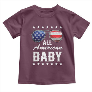 Funny All American Baby 4th Of July Toddler T Shirt Family Matching Sunglasses TS11 Maroon Print Your Wear
