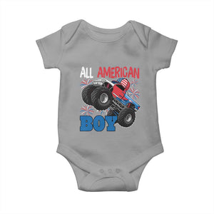 Funny All American Boy 4th Of July Baby Onesie Monster Trucks American Flag Fireworks TS11 Sport Gray Print Your Wear