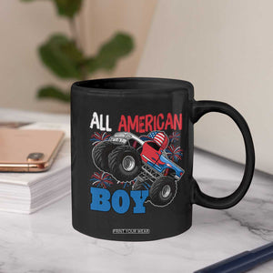 Funny All American Boy 4th Of July Coffee Mug Monster Trucks American Flag Fireworks TS11 Print Your Wear