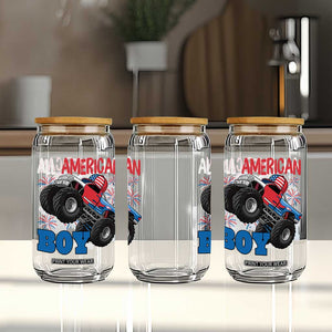 Funny All American Boy 4th Of July Glass Can Monster Trucks American Flag Fireworks TS11 Print Your Wear