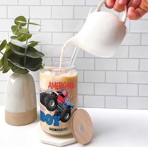 Funny All American Boy 4th Of July Glass Can Monster Trucks American Flag Fireworks TS11 Print Your Wear