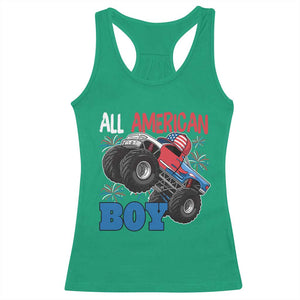 Funny All American Boy 4th Of July Racerback Tank Top Monster Trucks American Flag Fireworks TS11 Irish Green Print Your Wear