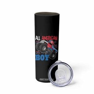Funny All American Boy 4th Of July Skinny Tumbler Monster Trucks American Flag Fireworks TS11 Print Your Wear