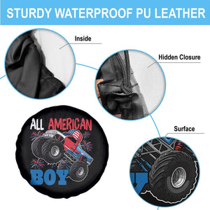 Funny All American Boy 4th Of July Spare Tire Cover Monster Trucks American Flag Fireworks TS11 Print Your Wear