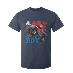 Funny All American Boy 4th Of July T Shirt For Kid Monster Trucks American Flag Fireworks TS11 Navy Print Your Wear