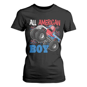 Funny All American Boy 4th Of July T Shirt For Women Monster Trucks American Flag Fireworks TS11 Black Print Your Wear