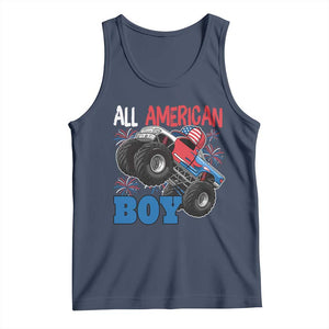 Funny All American Boy 4th Of July Tank Top Monster Trucks American Flag Fireworks TS11 Navy Print Your Wear