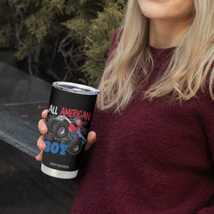 Funny All American Boy 4th Of July Tumbler Cup Monster Trucks American Flag Fireworks TS11 Print Your Wear