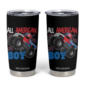 Funny All American Boy 4th Of July Tumbler Cup Monster Trucks American Flag Fireworks TS11 Black Print Your Wear