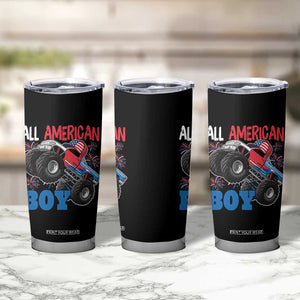 Funny All American Boy 4th Of July Tumbler Cup Monster Trucks American Flag Fireworks TS11 Print Your Wear
