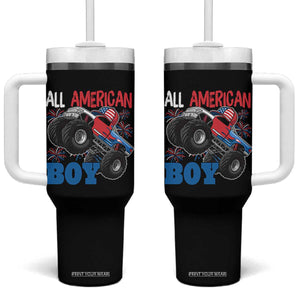 Funny All American Boy 4th Of July Tumbler With Handle Monster Trucks American Flag Fireworks TS11 One Size: 40 oz Black Print Your Wear