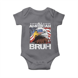 Funny All American Bruh Bald Eagle Baby Onesie American Flag 4th Of July Patriotic TS11 Charcoal Print Your Wear