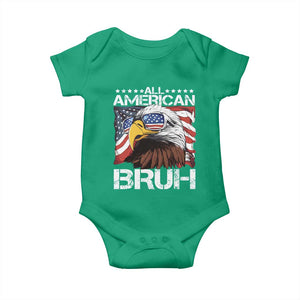 Funny All American Bruh Bald Eagle Baby Onesie American Flag 4th Of July Patriotic TS11 Irish Green Print Your Wear
